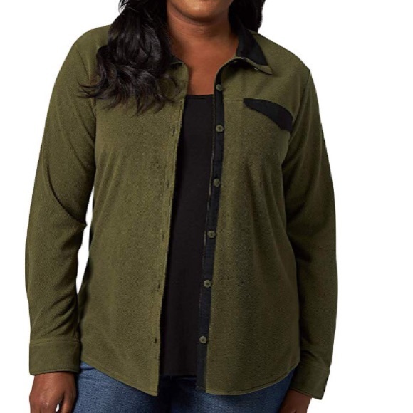 Lee women’s Plus Size 1X Long Sleeve Fleece Shirt - Picture 1 of 7
